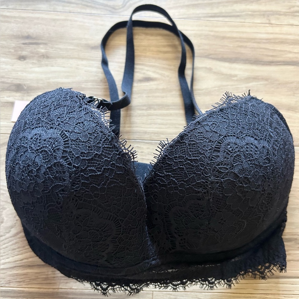 DOBREVA SUNDAY ROSY Lace Wireless Push Up Bra Black‎ 32 DD NWT Padded Romantic